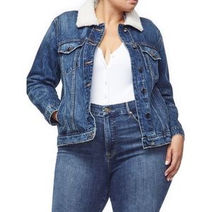 Good American Denim Jacket with Sherpa Collar